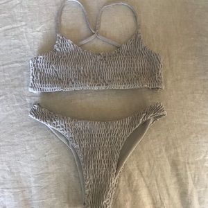 Gray Smocked Zaful Bikini !!